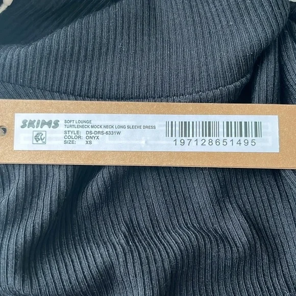 Onyx SKIMS Soft Lounge Turtleneck Mock Neck Long Sleeve Dress Size XS & 2X NWT - Picture 9 of 9